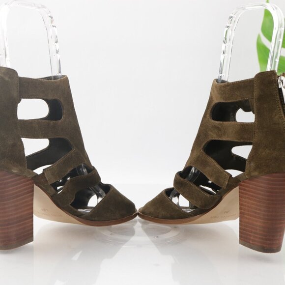 Marc Fisher Womens Calinda Sandal Size 9.5 Olive Green Suede Block Heel Bootie - Picture 9 of 13